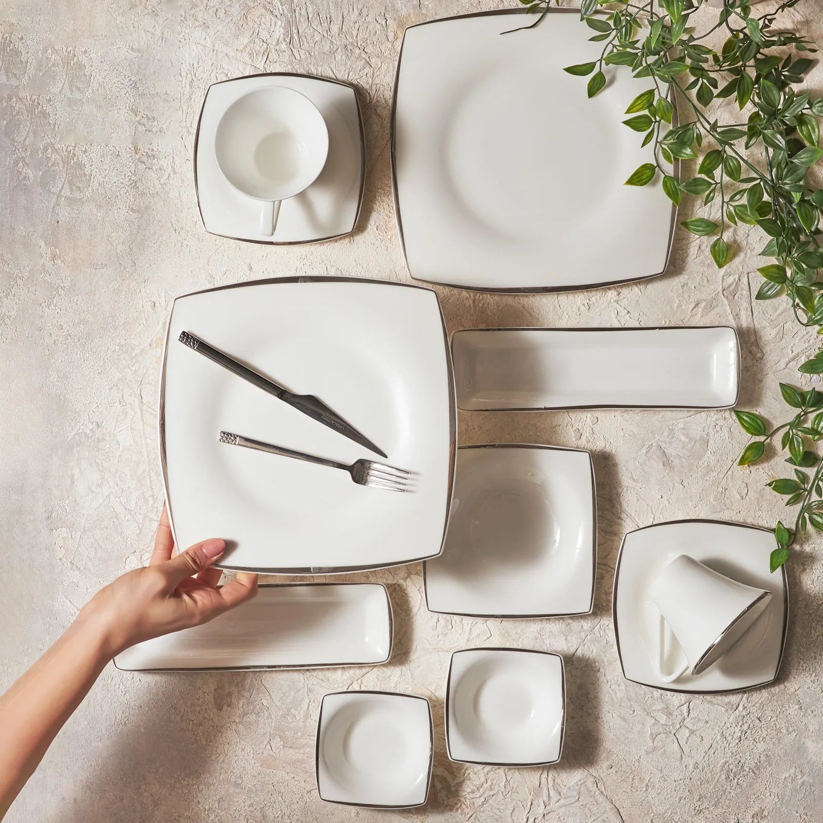 Karaca Fine Pearl Agate 26 Parça İnci Kahvaltı Takımı – 6 Kişilik Platin Detaylı-Sofra ürünleri-Prenseshome Leyweg-Prenseshome Leyweg