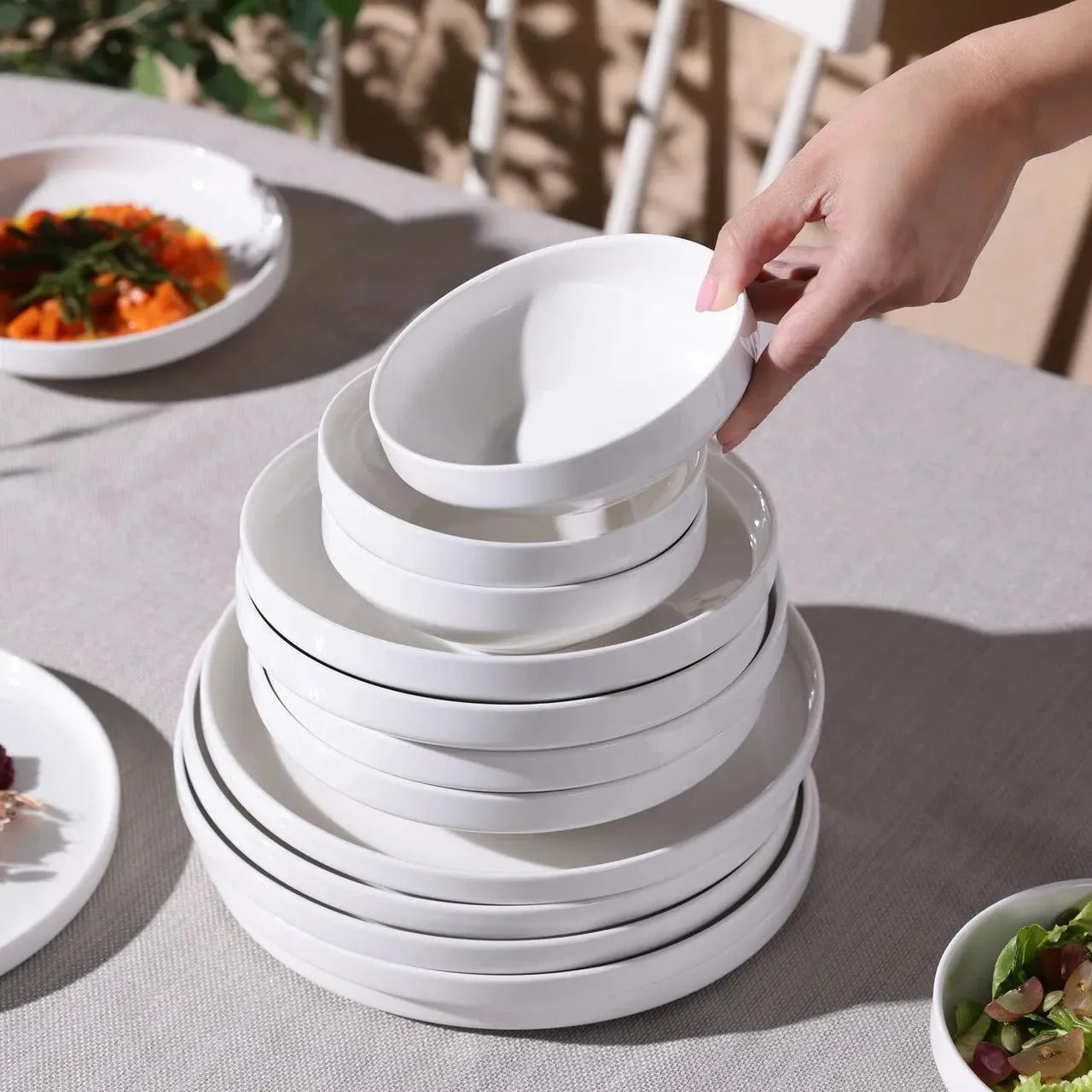 Karaca Felix 6 Kişilik 18 Parça Porselen Yemek Takımı - Beyaz-Yemek Takimi-Prenseshome Leyweg-Prenseshome Leyweg