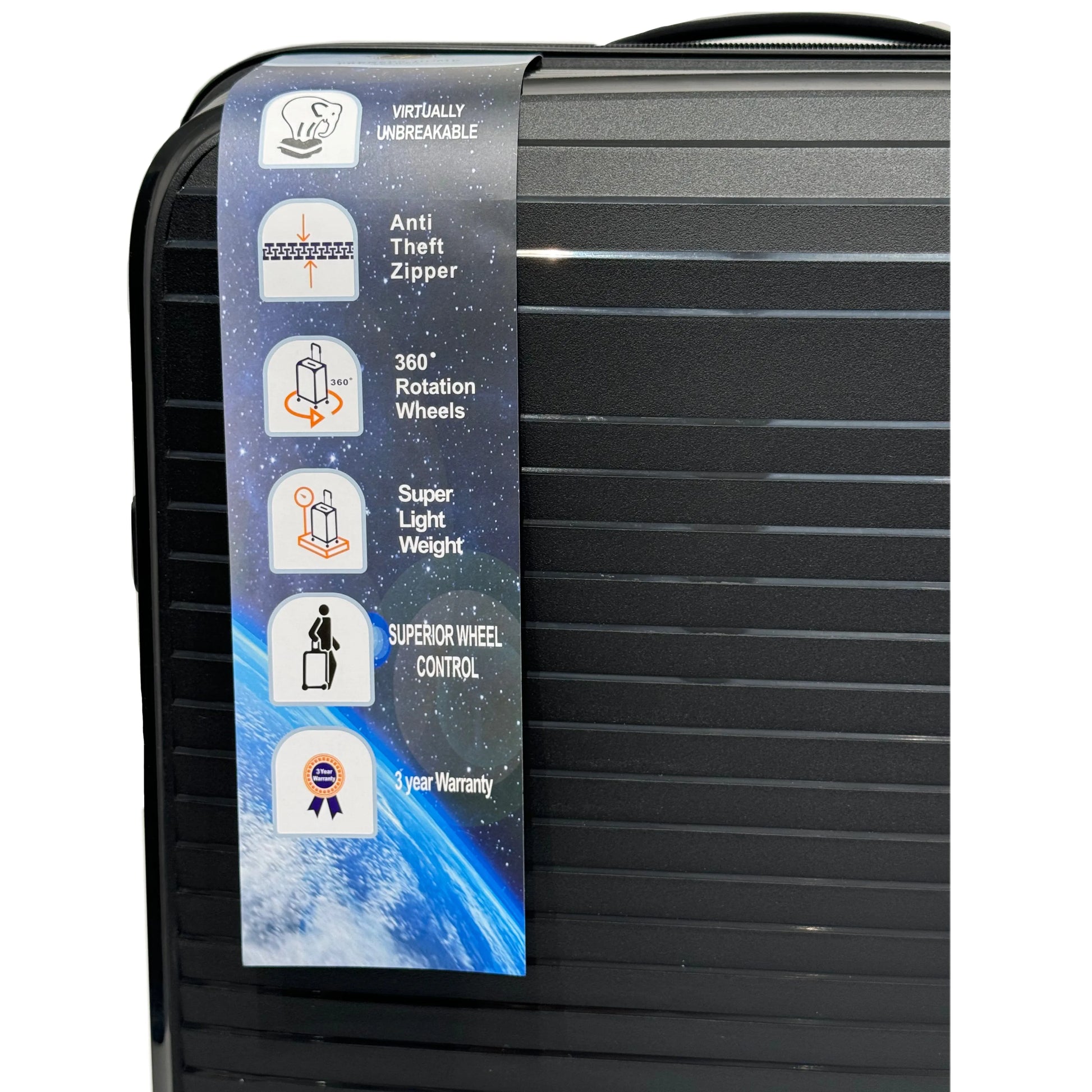 3’lü Valiz Seti – 20’’ / 24’’ / 28’’ | Dayanıklı PP Malzeme | 360° Tekerlekli Siyah-Prenseshome Leyweg-Prenseshome Leyweg