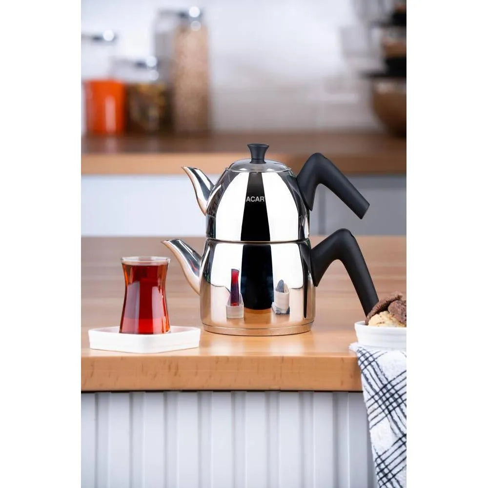 Acar Milano Kucuk Boy Caydanlik Takimi 1300 ml Alt + 800 ml Ust-mutfak urunleri-Prenseshome Leyweg-Prenseshome Leyweg