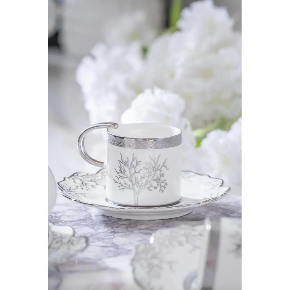 Acar Kieran 6 Kişilik Silver Kahve Fincanı Takımı - 90 ml-Prenseshome Leyweg-Prenseshome Leyweg
