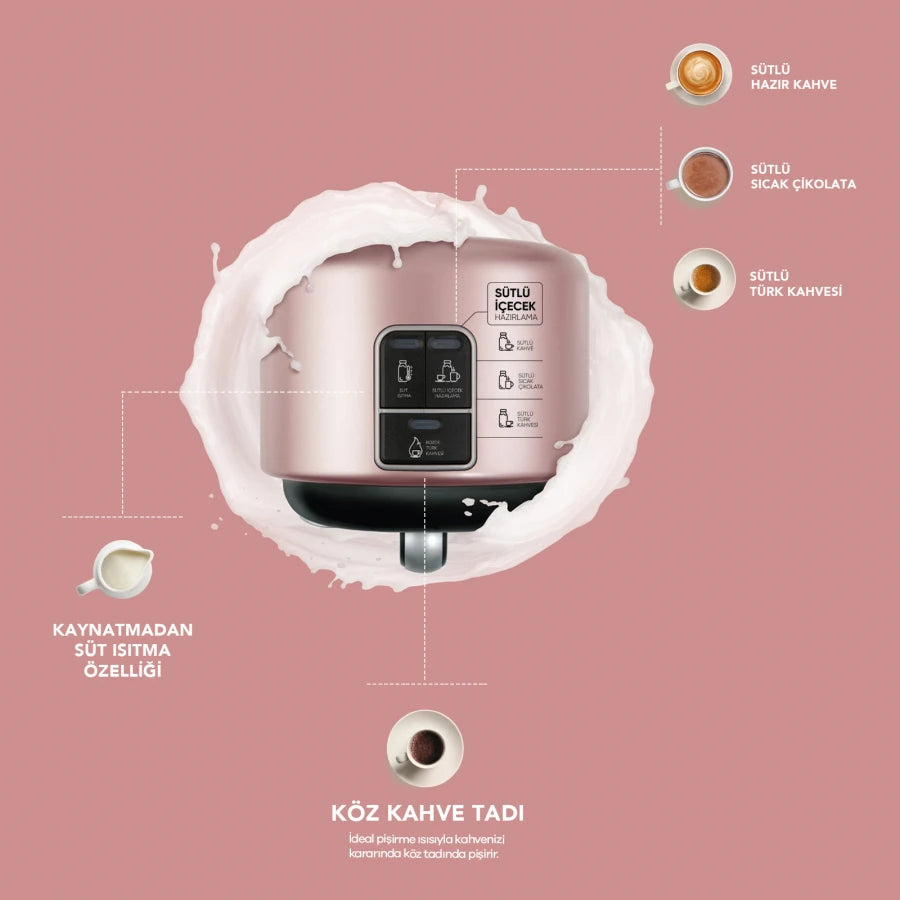 Karaca Hatır Mod Rose Gold Türk Kahvesi Makinesi – Sütlü ve Klasik Kahve Hazırlama-Elektronik ürün-PRENSESHOME LEYWEG-Prenseshome Leyweg