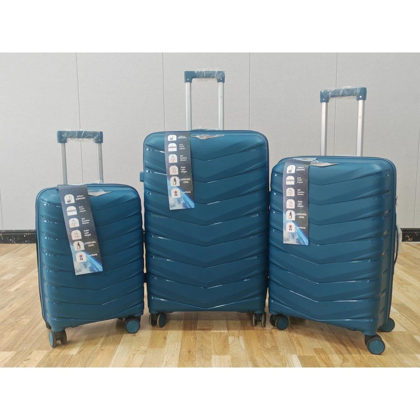 4 Parça Polipropilen Bavul Seti (20 – 24 – 28 inc )+ Makyaj Çantası Mavi-Prenseshome Leyweg-Prenseshome Leyweg