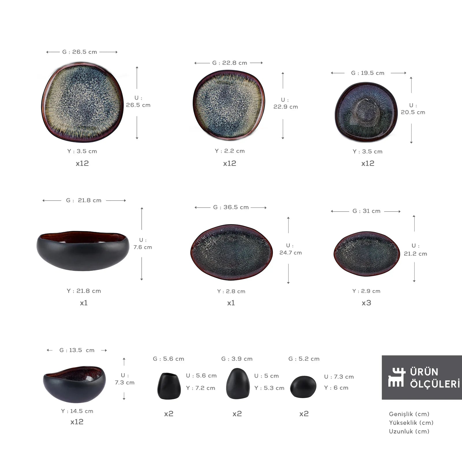 Karaca Earth Collection Galactic Black 59 Parça 12 Kişilik Yemek Takımı-Yemek Takimi-Prenseshome Leyweg-Prenseshome Leyweg