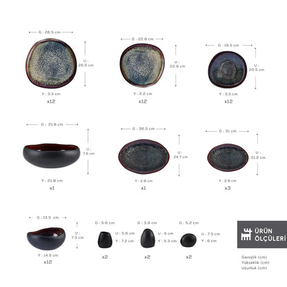 Karaca Earth Collection Galactic Black 59 Parça 12 Kişilik Yemek Takımı-Yemek Takimi-Prenseshome Leyweg-Prenseshome Leyweg