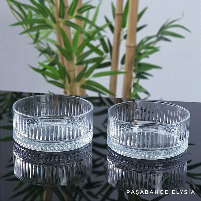 Pasabahce Elysia 2li Cam Kase Seti - 510 ml - Cizgili Luks-Cam urunler-PRENSESHOME LEYWEG-Prenseshome Leyweg