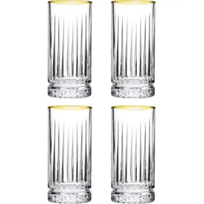 Pasabahce Elysia Golden Touch 4lu Uzun Cam Bardak Seti - 280 ml - Altin Detayli-Cam urunler-Prenseshome Leyweg-Prenseshome Leyweg