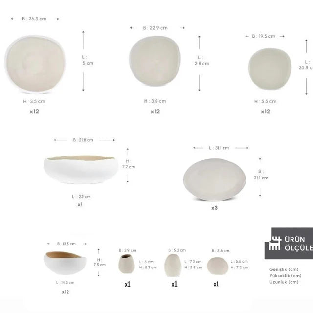 Karaca Cupid Earth 55 Parça Stoneware 12 Kişilik Modern Yemek Takımı-Yemek Takimi-Prenseshome Leyweg-Prenseshome Leyweg
