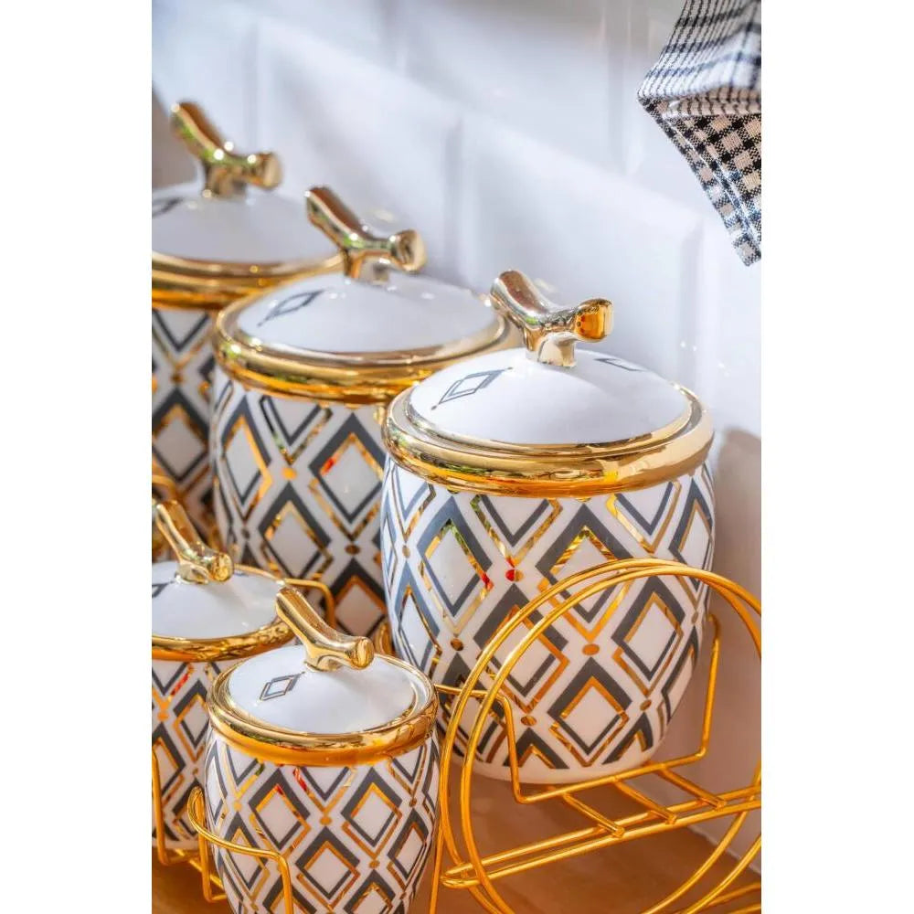 Acar Vapor 8 Parca Baharat Porselen Kavanoz Seti-mutfak urunleri-Prenseshome Leyweg-Prenseshome Leyweg