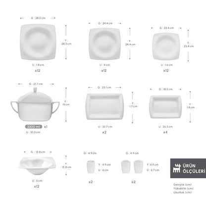 Karaca Helen Fine Pearl 62 Parça İnci Kare Yemek Takımı – Zarafetin Yeni Tanımı-Yemek Takimi-Prenseshome Leyweg-Prenseshome Leyweg