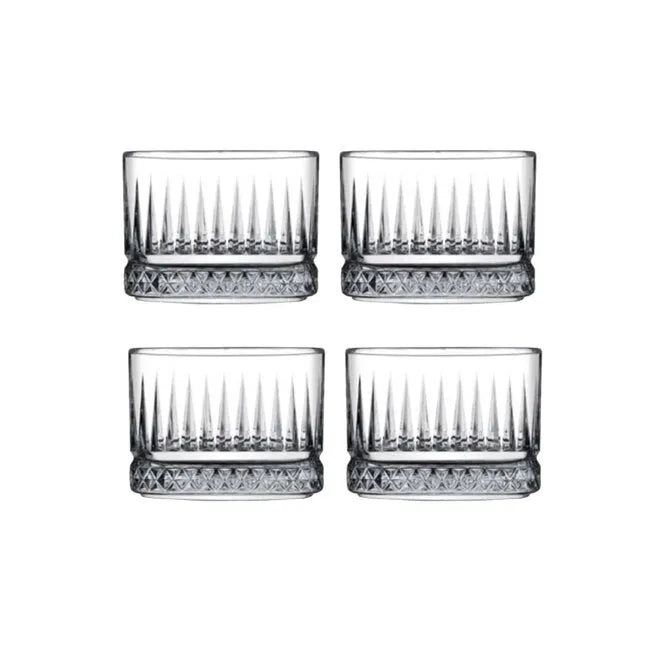 Pasabahce Elysia 4lu Cam Snack Kase Seti - 225 ml - Cizgili Modern Tasarim-Cam urunler-Prenseshome Leyweg-Prenseshome Leyweg