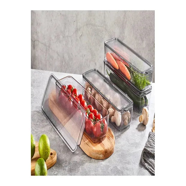 Vipahmet Mina Organizer Plastik Raf Şeffaf Füme Kapaklı 4x750 ml – 4’lü Set Buzdolabı ve Dolap İçi Düzenleyici-mutfak urunleri-Prenseshome Leyweg-Prenseshome Leyweg