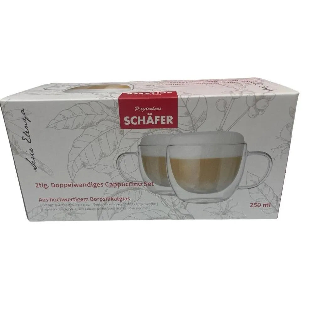 Schaefer 2 parca Cafe au Lait fincan seti, 250 ml-Cam urunler-PRENSESHOME LEYWEG-Prenseshome Leyweg