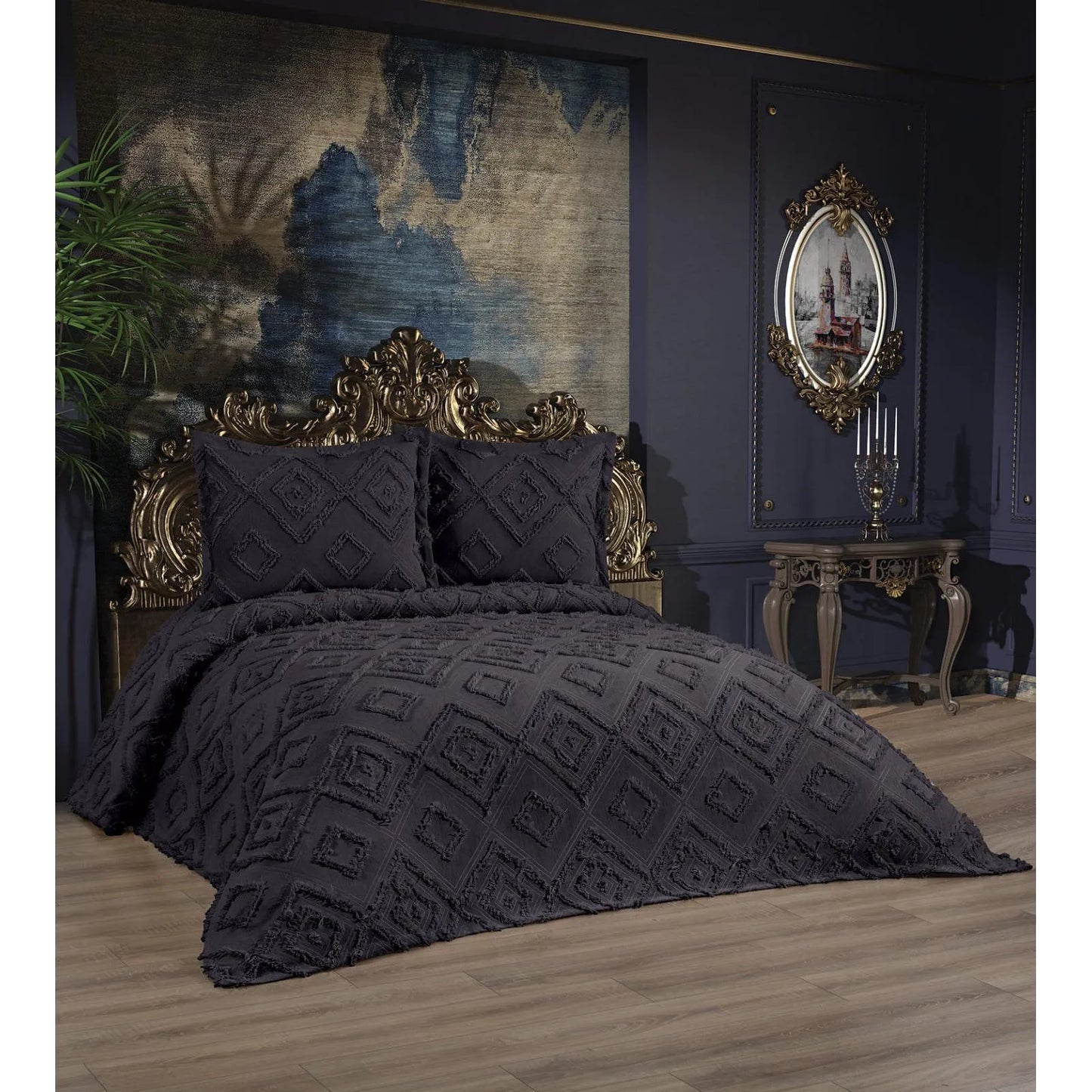 İpekçe Kamelya 3 Parça Pike Takımı – Krem, Taş, Bej, Antrasit Renk Seçenekli-Yatak Odasi-Prenseshome Leyweg-Antrasit-Prenseshome Leyweg