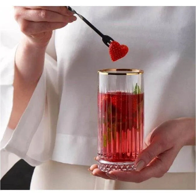 Pasabahce Elysia Golden Touch 4lu Uzun Cam Bardak Seti - 280 ml - Altin Detayli-Cam urunler-Prenseshome Leyweg-Prenseshome Leyweg