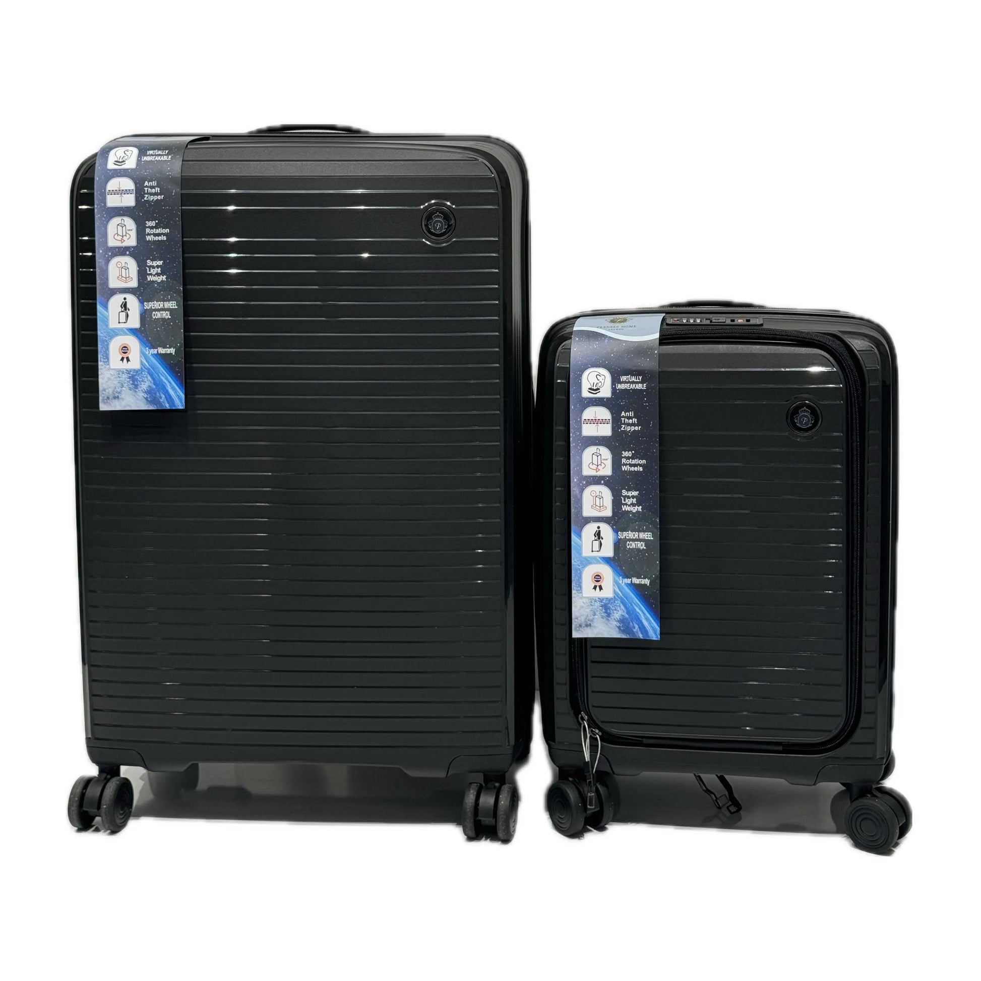 3’lü Valiz Seti – 20’’ / 24’’ / 28’’ | Dayanıklı PP Malzeme | 360° Tekerlekli Siyah-Prenseshome Leyweg-Prenseshome Leyweg