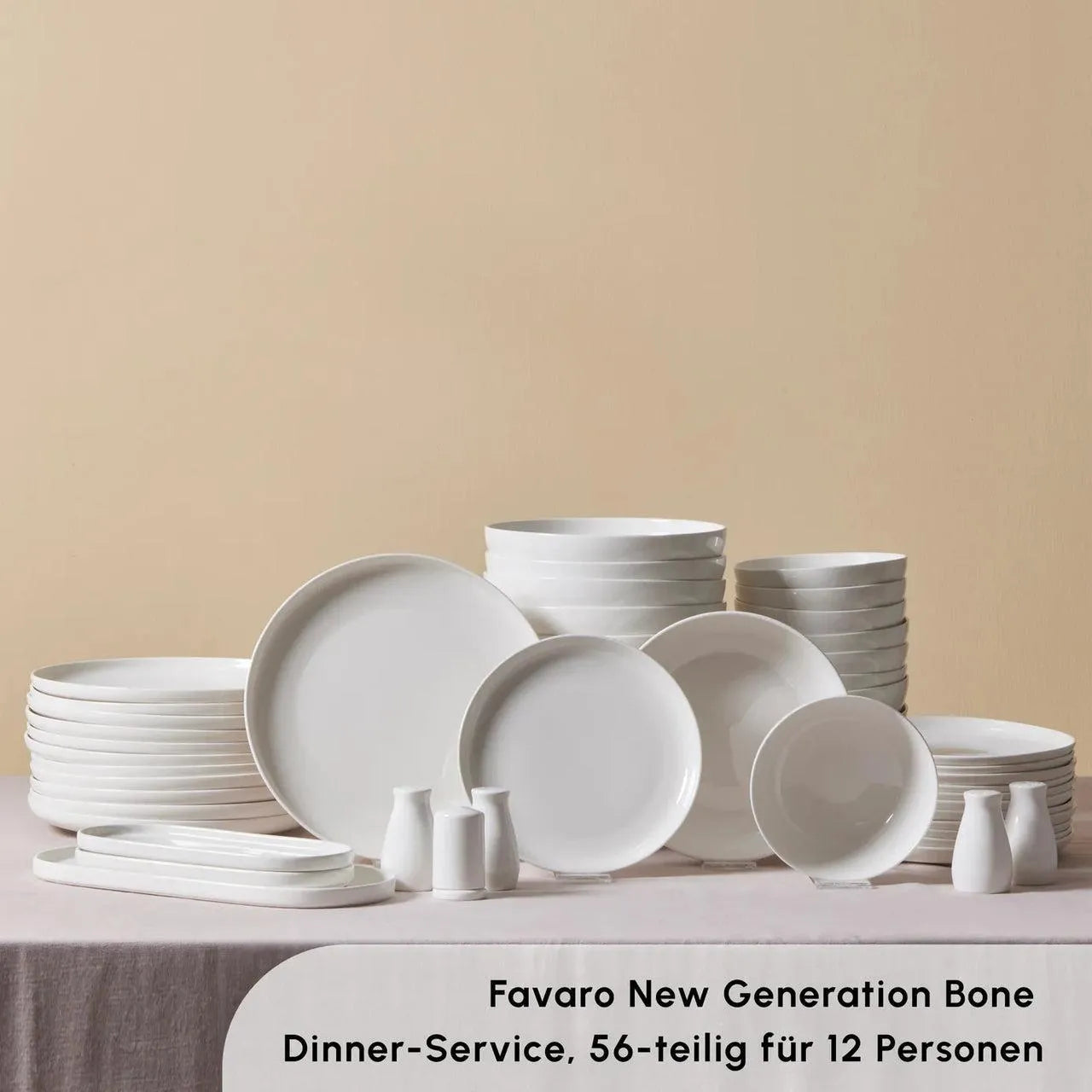 Karaca Favaro 12 Kişilik Yeni Nesil Kemik Beyaz Sofra Takımı – 53 Parça-Yemek Takimi-Prenseshome Leyweg-Prenseshome Leyweg