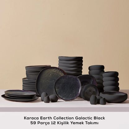 Karaca Earth Collection Galactic Black 59 Parça 12 Kişilik Yemek Takımı-Yemek Takimi-Prenseshome Leyweg-Prenseshome Leyweg