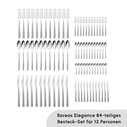 Karaca Boreas 84 Parça 12 Kişilik Çatal Kaşık Bıçak Takımı – Paslanmaz Çelik-Sofra ürünleri-Prenseshome Leyweg-Prenseshome Leyweg