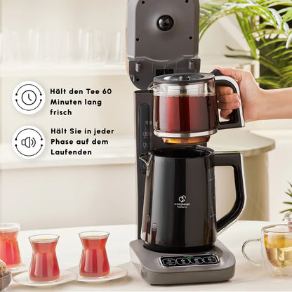 Karaca Robotea Pro 4 in 1 Konuşan Otomatik Çay Makinesi Su Isıtıcı ve Filtre Kahve Demleme Makinesi 2500W Space Gray-Elektronik ürün-Prenseshome Leyweg-Prenseshome Leyweg