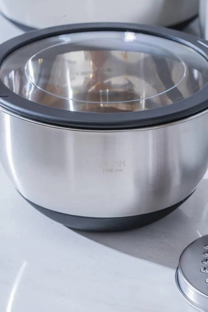 Acar Focus Pro Antrasit Kapaklı Paslanmaz Çelik Karıştırma ve Saklama Kabı Seti – 3 Parça-mutfak urunleri-Prenseshome Leyweg-Prenseshome Leyweg