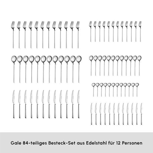 Karaca Gale Elegance 84 Parça 12 Kişilik Paslanmaz Çelik Çatal Bıçak Seti-Sofra ürünleri-Prenseshome Leyweg-Prenseshome Leyweg