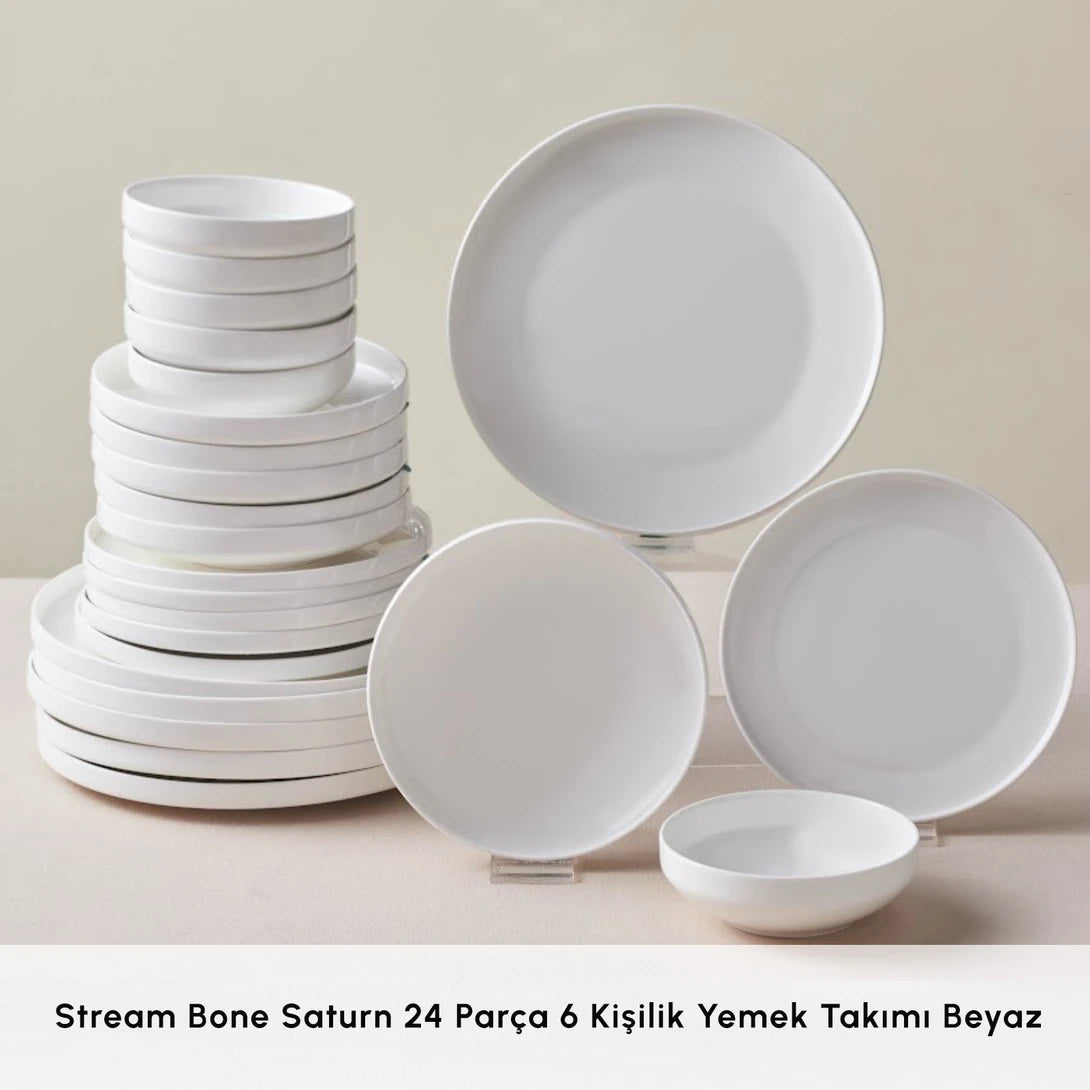 Karaca Beyaz Bone Porselen 24 Parça Saturn Yemek Takımı – 6 Kişilik-Yemek Takimi-Prenseshome Leyweg-Prenseshome Leyweg