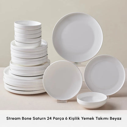 Karaca Beyaz Bone Porselen 24 Parça Saturn Yemek Takımı – 6 Kişilik-Yemek Takimi-Prenseshome Leyweg-Prenseshome Leyweg