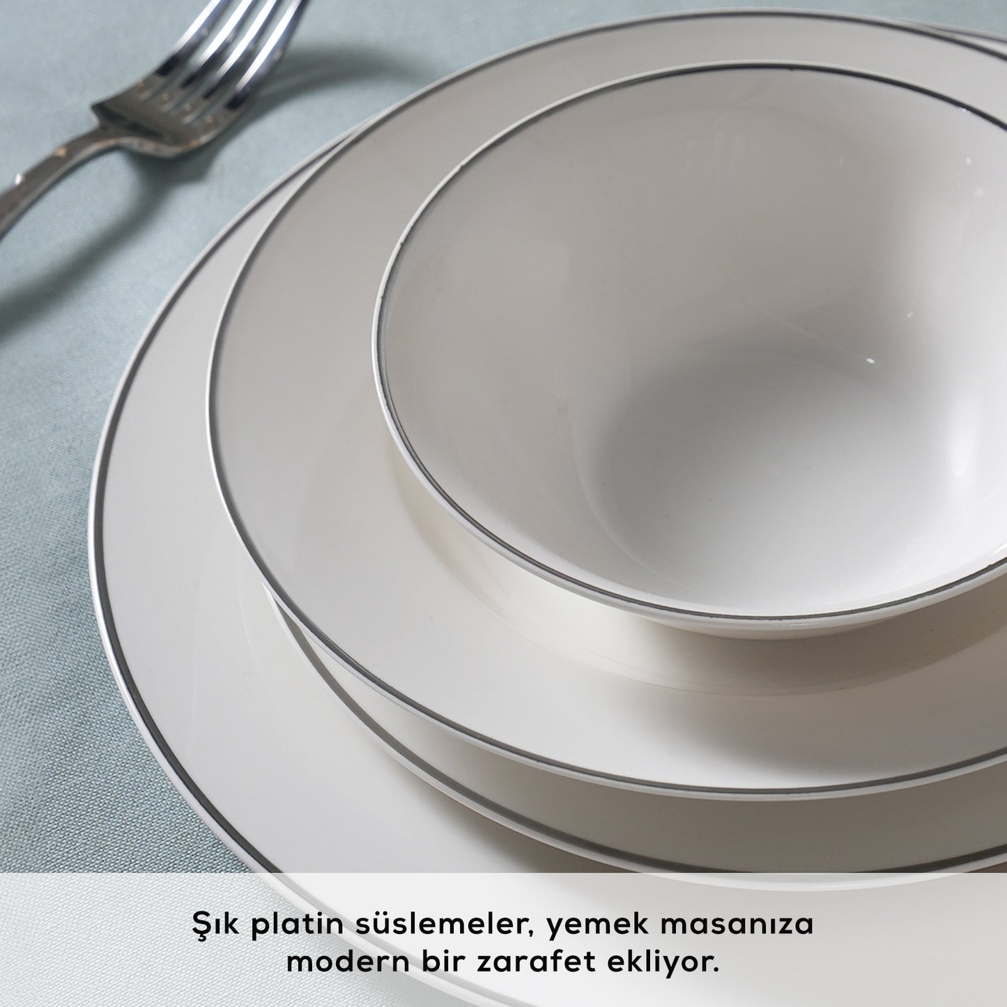 Karaca Elegance Bone Rebeca 24 Parça 6 Kişilik Yemek Takımı Platin-Yemek Takimi-Prenseshome Leyweg-Prenseshome Leyweg