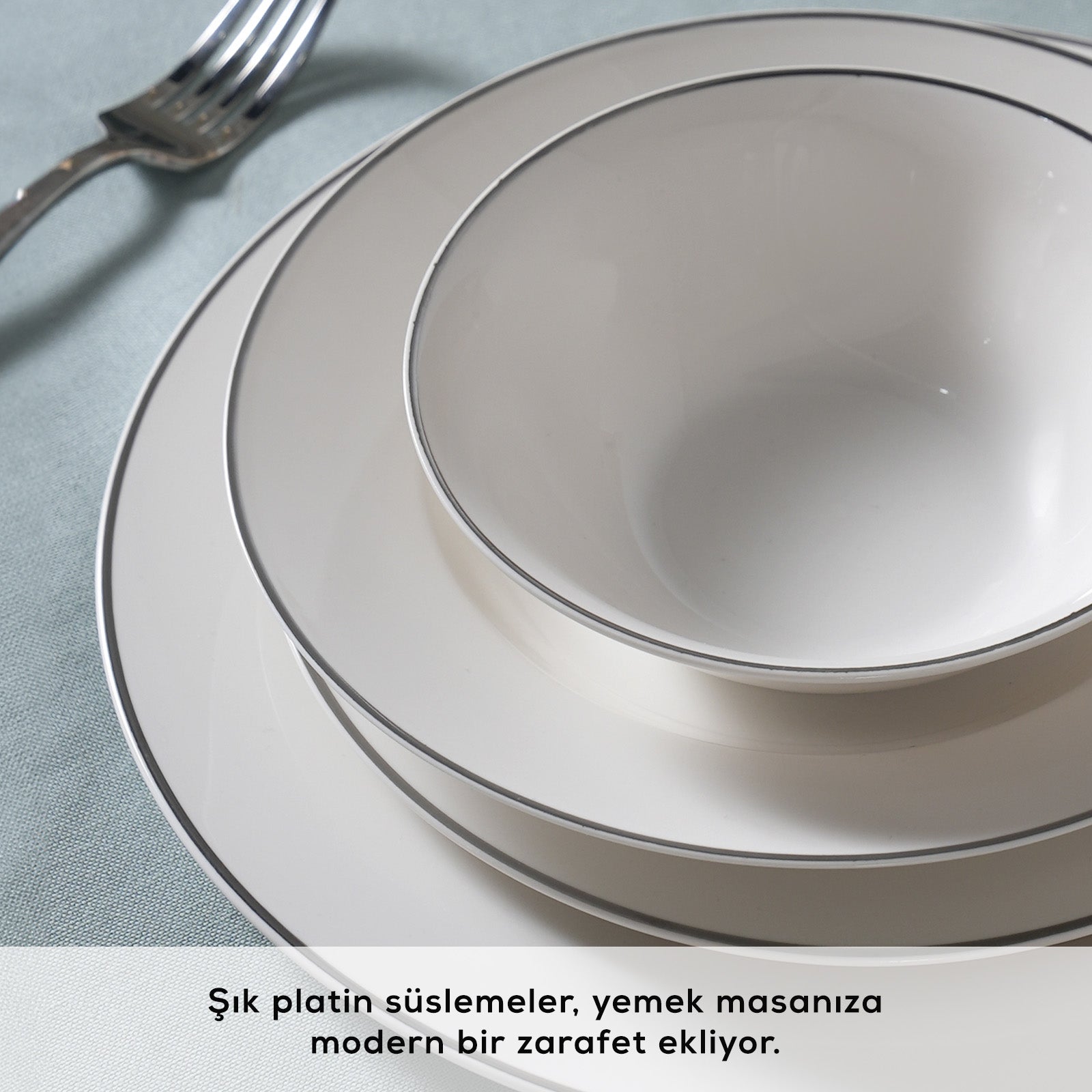 Karaca Elegance Bone Rebeca 24 Parça 6 Kişilik Yemek Takımı Platin-Yemek Takimi-Prenseshome Leyweg-Prenseshome Leyweg