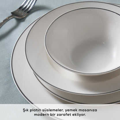 Karaca Elegance Bone Rebeca 24 Parça 6 Kişilik Yemek Takımı Platin-Yemek Takimi-Prenseshome Leyweg-Prenseshome Leyweg