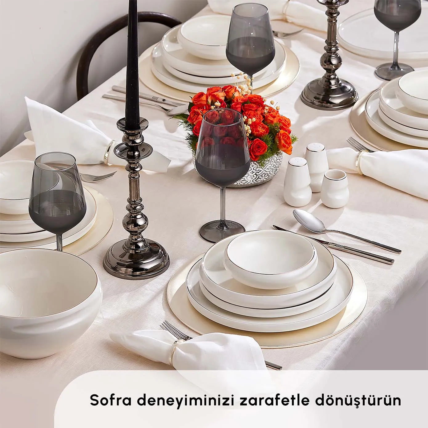 Karaca Streamline Sunset Gold Detaylı 59 Parça 12 Kişilik Yemek Takımı-Yemek Takimi-Prenseshome Leyweg-Prenseshome Leyweg