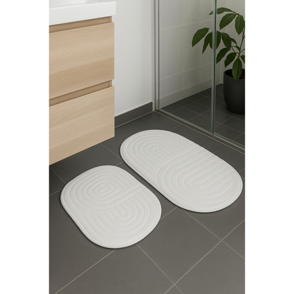 İpekçe Pamuklu 2’li Banyo Paspas Seti Erna - Oval (60x100 cm & 50x60 cm)-Prenseshome Leyweg-Crem-Prenseshome Leyweg
