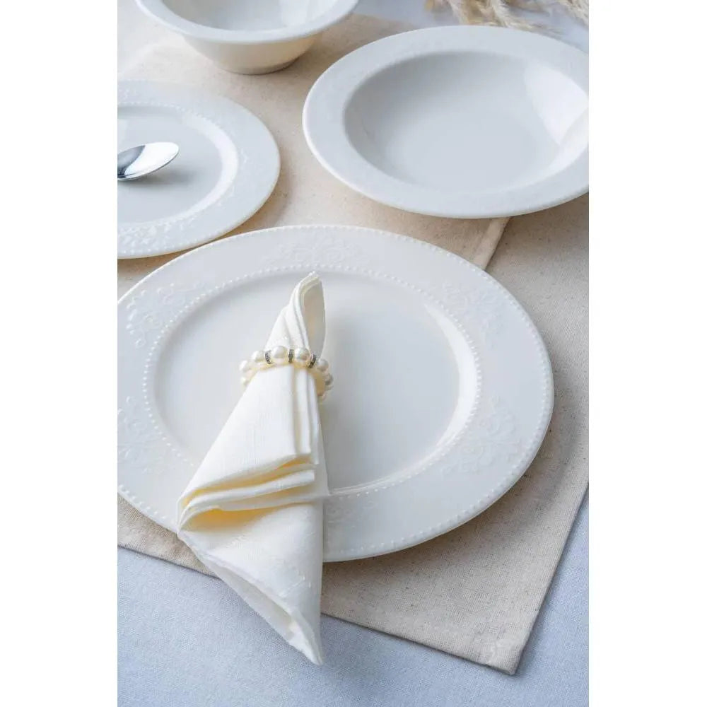 Acar Engola 6 Kişilik 24 Parça Yemek Takımı Beyaz-Yemek Takimi-Prenseshome Leyweg-Prenseshome Leyweg