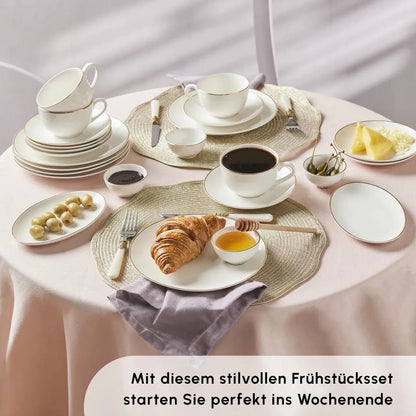 Karaca Marcelo 26 Parça Yeni Nesil Kemik Kahvaltı Takımı – 6 Kişilik, Beyaz Altın Detaylı-Yemek Takimi-Prenseshome Leyweg-Prenseshome Leyweg