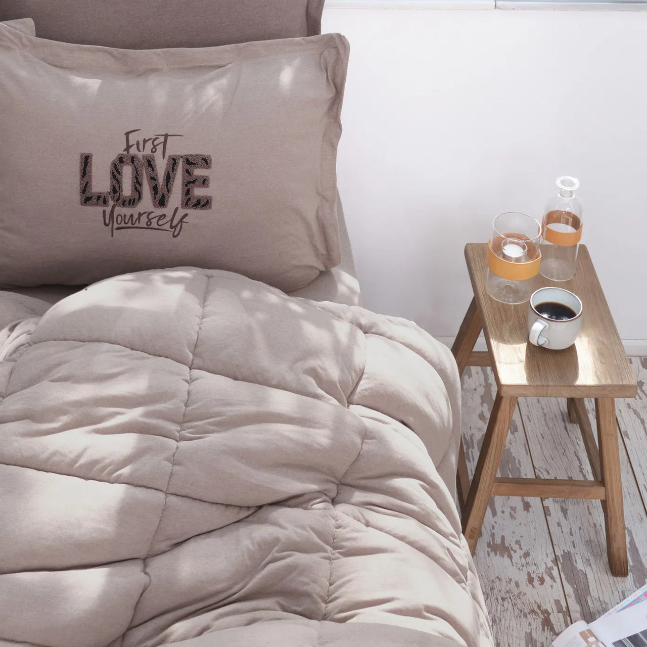 Karaca Home Motto Cotton Comfort Çift Kişilik Uyku Seti – Bej-Yatak Odasi-Prenseshome Leyweg-Prenseshome Leyweg