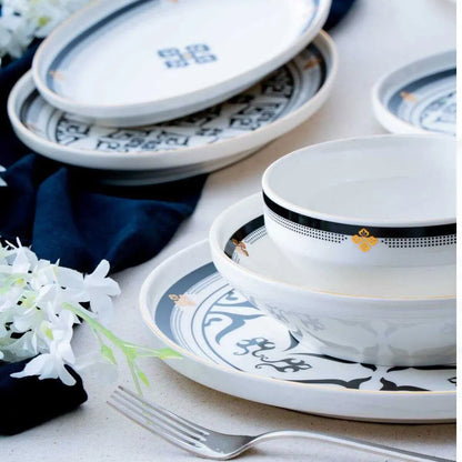 Acar Hera Siyah-Beyaz 6 kişilik 27 parca yemek takımı-Yemek Takimi-Prenseshome Leyweg-Prenseshome Leyweg