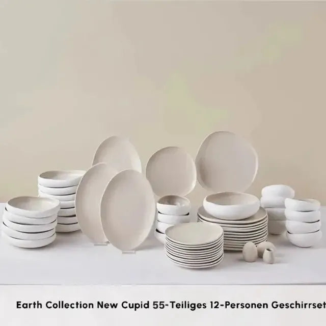 Karaca Cupid Earth 55 Piece Stoneware 12 Person Modern Dinner Set – Prenseshome Leyweg