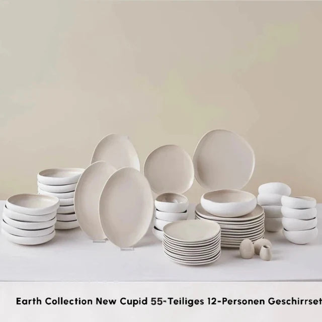 Karaca Cupid Earth 55 Parça Stoneware 12 Kişilik Modern Yemek Takımı-Yemek Takimi-Prenseshome Leyweg-Prenseshome Leyweg