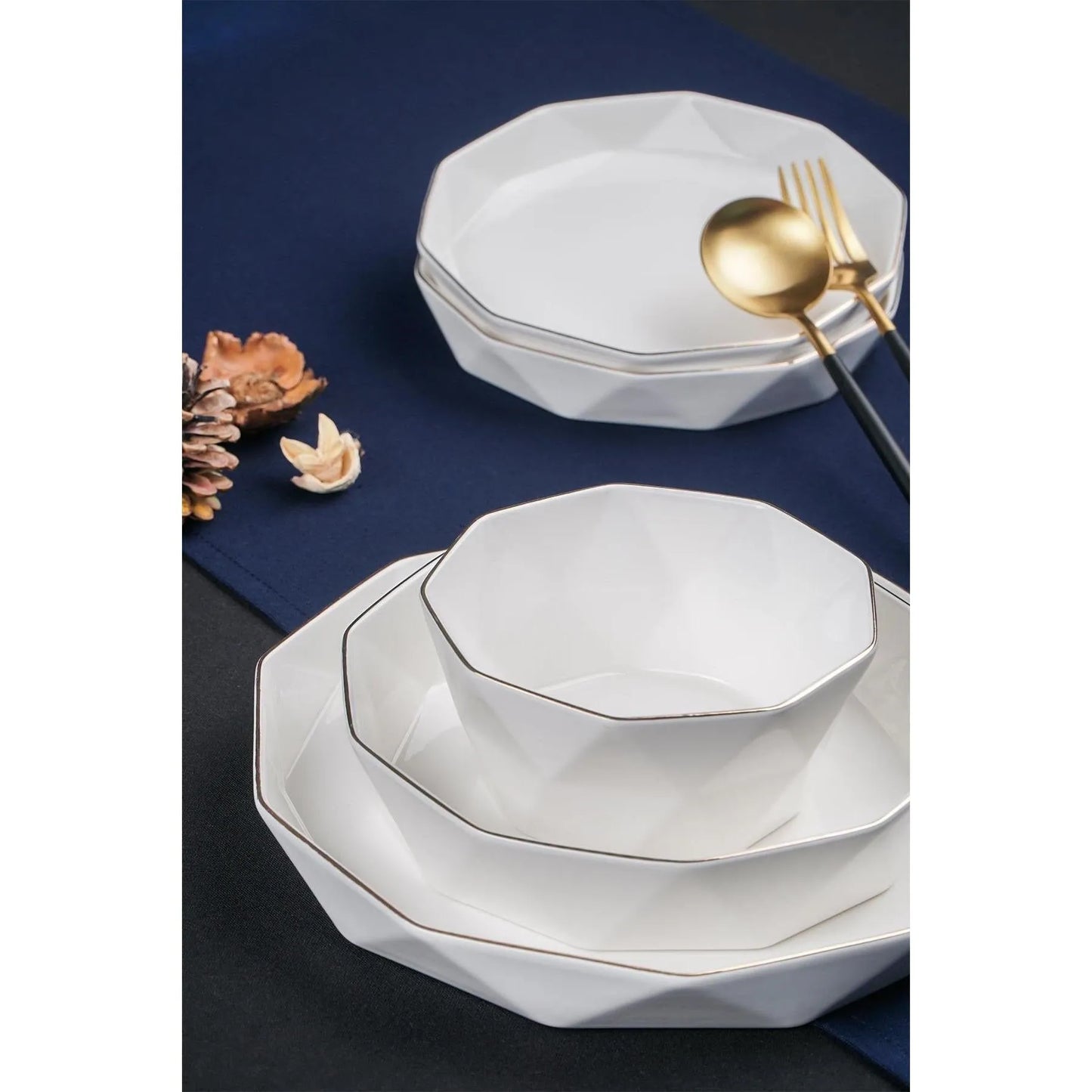 Acar Bianco Perla Diamond Collection 6 Kişilik 24 Parça Porselen Yemek Takımı-Sofra ürünleri-Prenseshome Leyweg-Prenseshome Leyweg