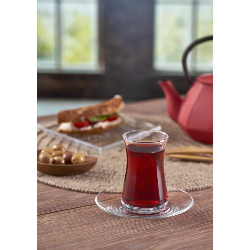 Pasabahce Heybeli 12 Parca Cay Seti - 170 cc Bardak - 126 mm Tabak-Cam urunler-Prenseshome Leyweg-Prenseshome Leyweg