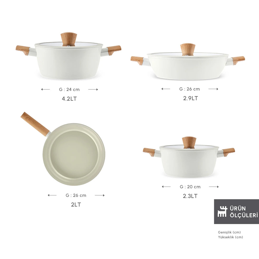 Karaca Swiss Crystal Ceramica Woody 7 Parça Tencere Seti – PFAS İçermez, İndüksiyon Uyumlu, Seramik Kaplama-mutfak urunleri-Prenseshome Leyweg-Prenseshome Leyweg