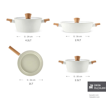 Karaca Swiss Crystal Ceramica Woody 7 Parça Tencere Seti – PFAS İçermez, İndüksiyon Uyumlu, Seramik Kaplama-mutfak urunleri-Prenseshome Leyweg-Prenseshome Leyweg