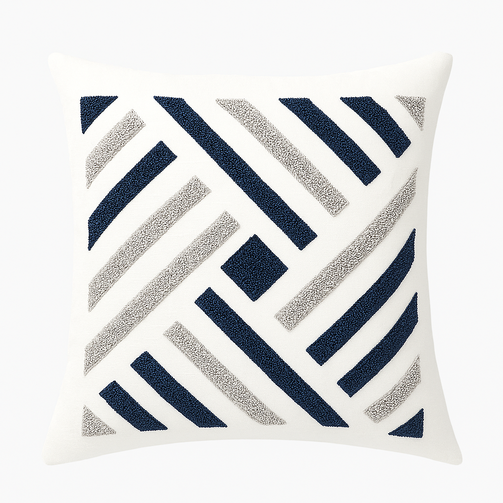 Geometrik Nakışlı Dekoratif Yastık Kılıfı – 45x45 cm-Prenseshome Leyweg-Prenseshome Leyweg