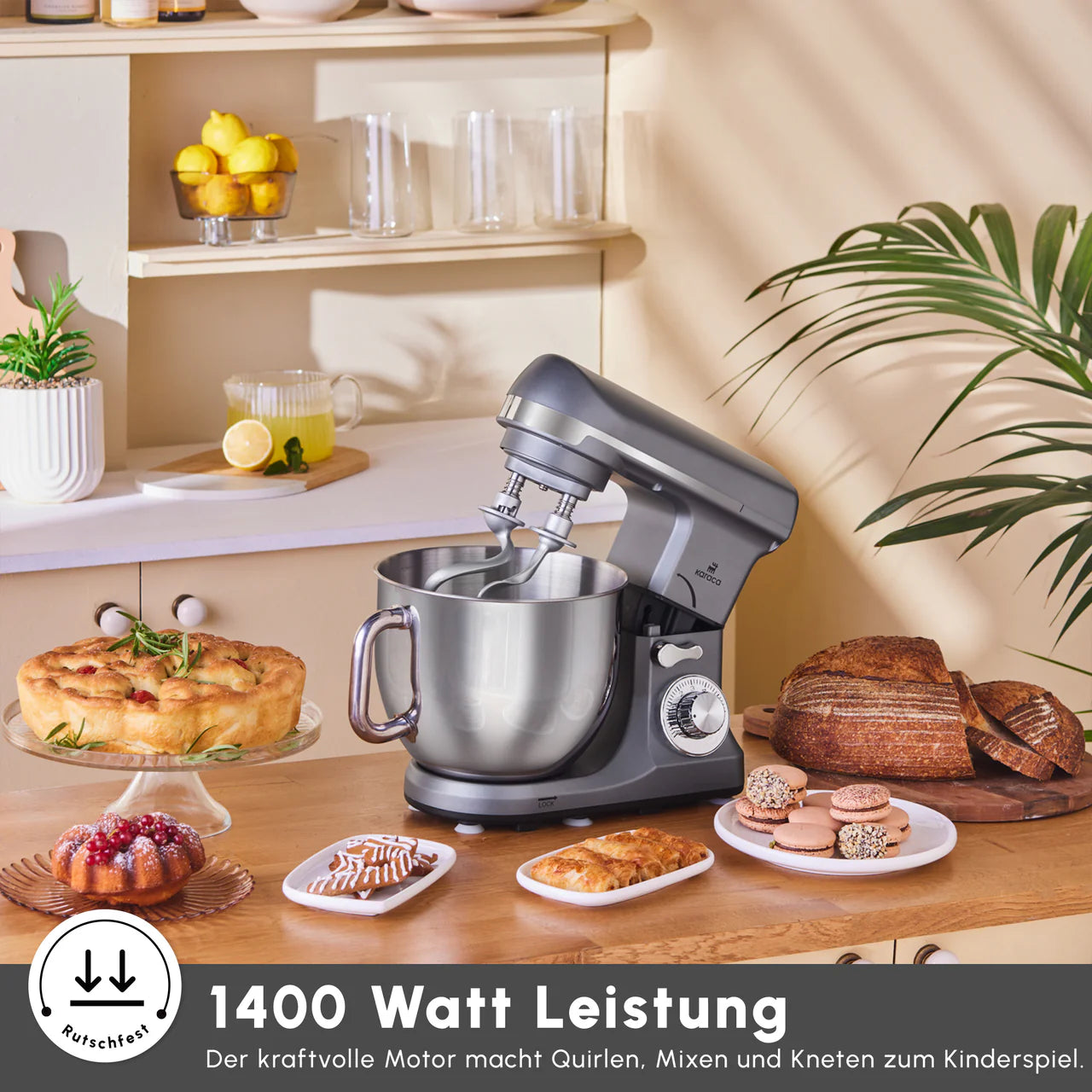 Karaca Blendburst Mutfak Şefi 1400W Gri – 5,7 L Paslanmaz Çelik Hazneli Stand Mikser-Elektronik ürün-Prenseshome Leyweg-Prenseshome Leyweg
