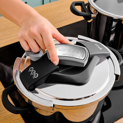 Karaca Perfect Gray Çelik Düdüklü Tencere – 4 L + 6 L Çift Kapaklı Set-mutfak urunleri-Prenseshome Leyweg-Prenseshome Leyweg