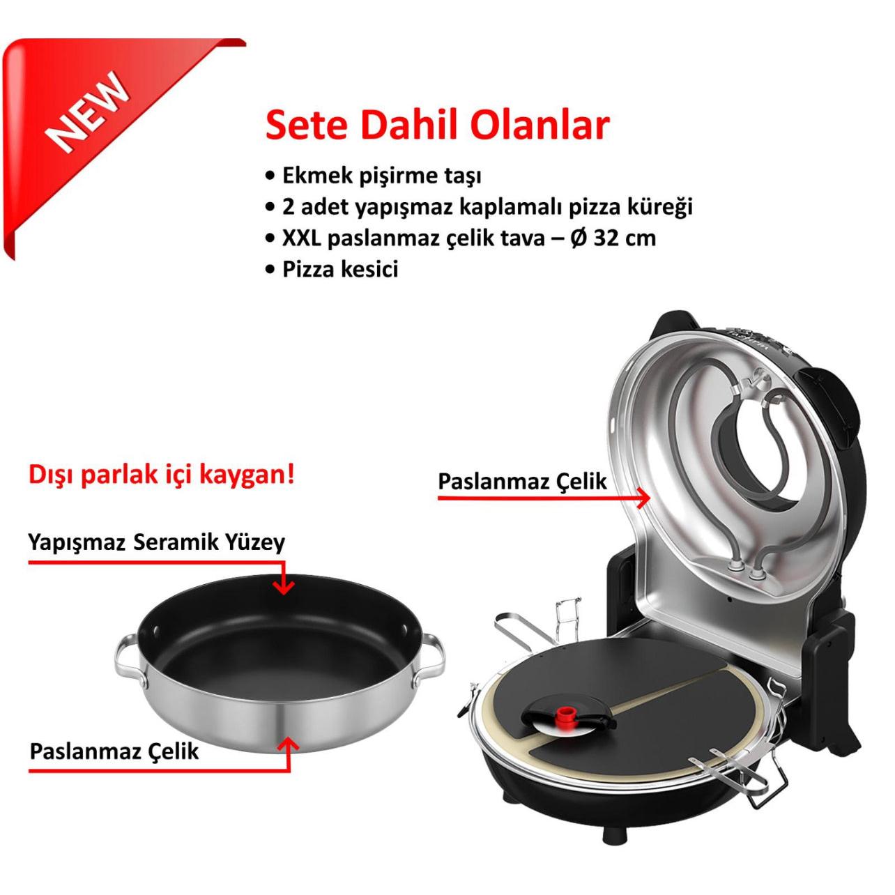 ERATEC PRO XXL Pizza Makinesi PM-27 – Tas Firin / Derin Tepsili / Isi Gostergeli-Elektronik ürün-Prenseshome Leyweg-Prenseshome Leyweg