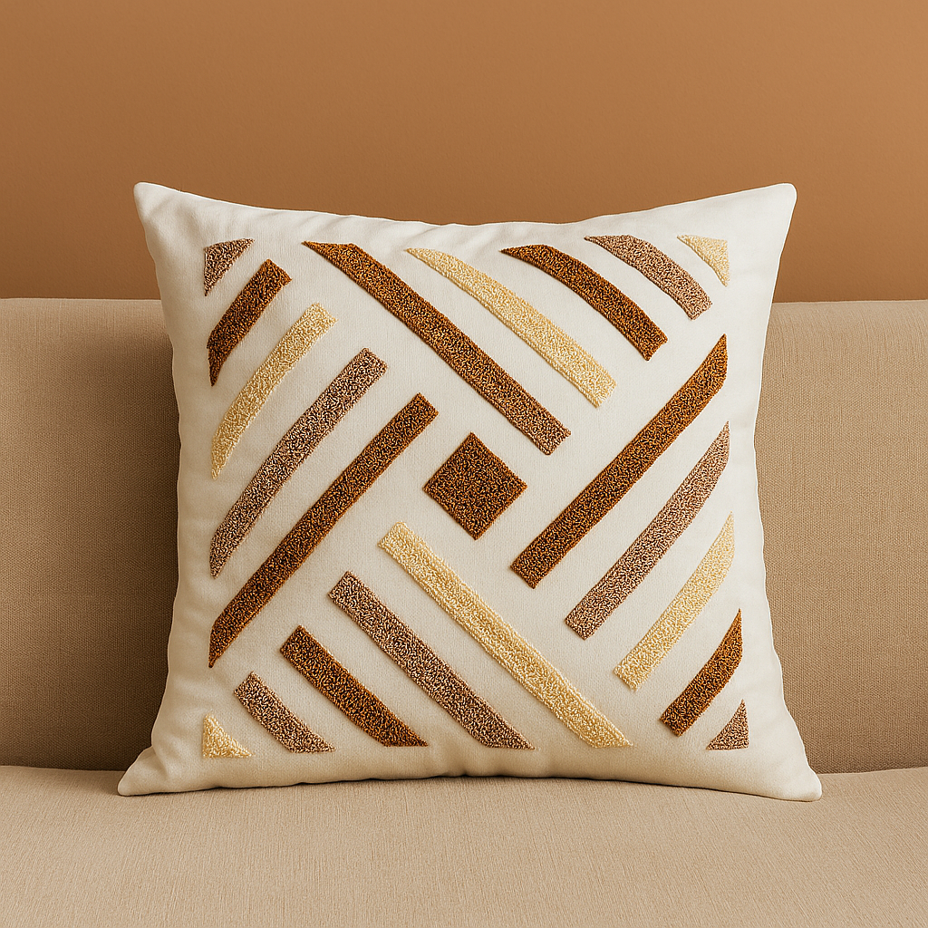 Geometrik Nakışlı Dekoratif Yastık Kılıfı – 45x45 cm-Prenseshome Leyweg-Prenseshome Leyweg