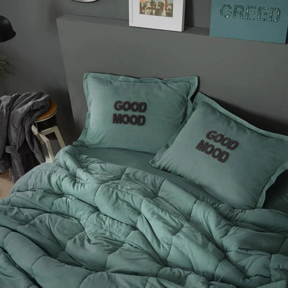 Karaca Home Motto Cotton Comfort Çift Kişilik Uyku Seti – Petrol-Yatak Odasi-Prenseshome Leyweg-Prenseshome Leyweg