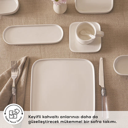 Karaca Cubique 35 Parça Kahvaltı Takımı – 6 Kişilik Kare Porselen Set-Sofra ürünleri-Prenseshome Leyweg-Prenseshome Leyweg